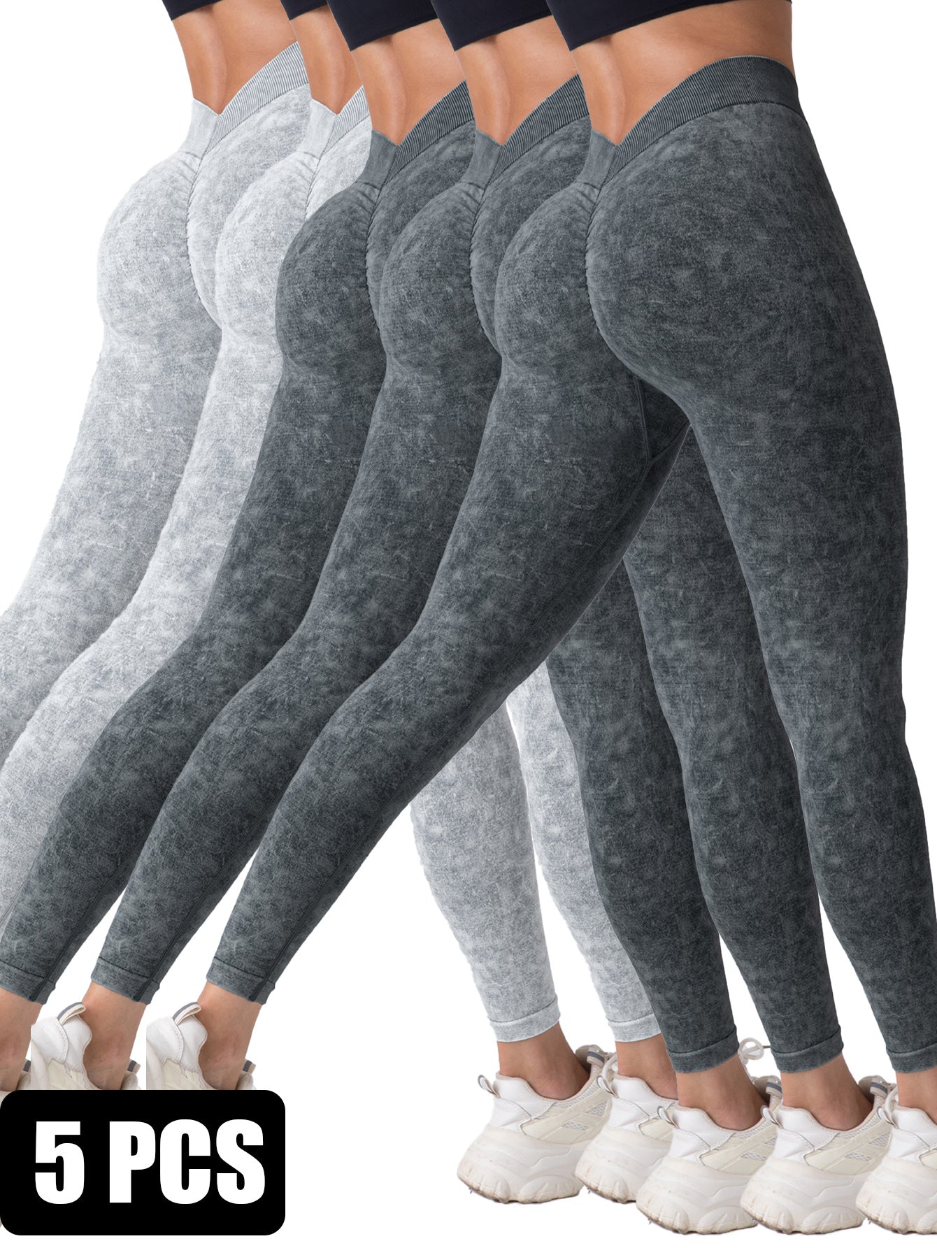 5 Pieces Seamless For Women, High Waisted Workout Gym Yoga Pants