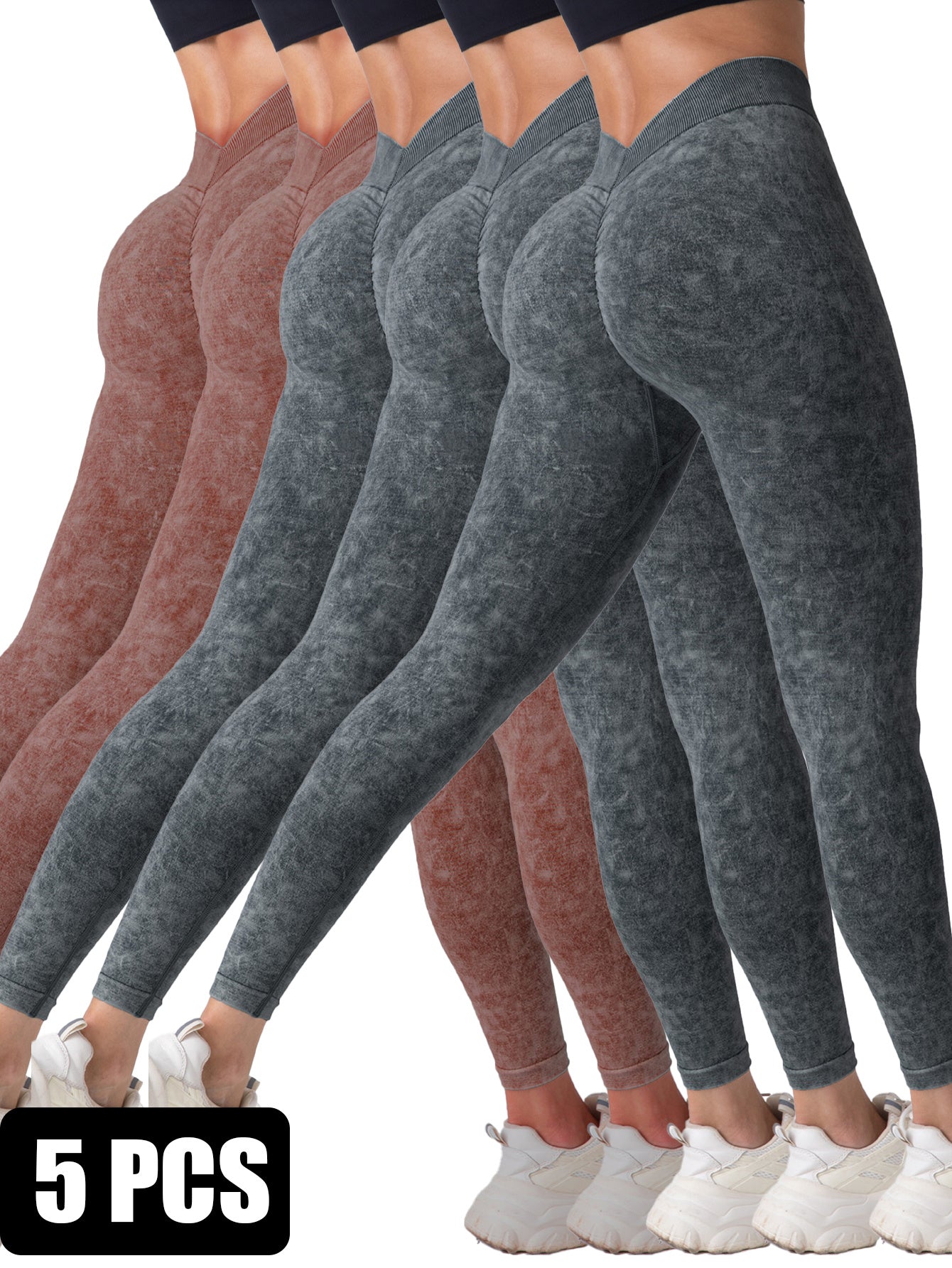 5 Pieces Seamless For Women, High Waisted Workout Gym Yoga Pants