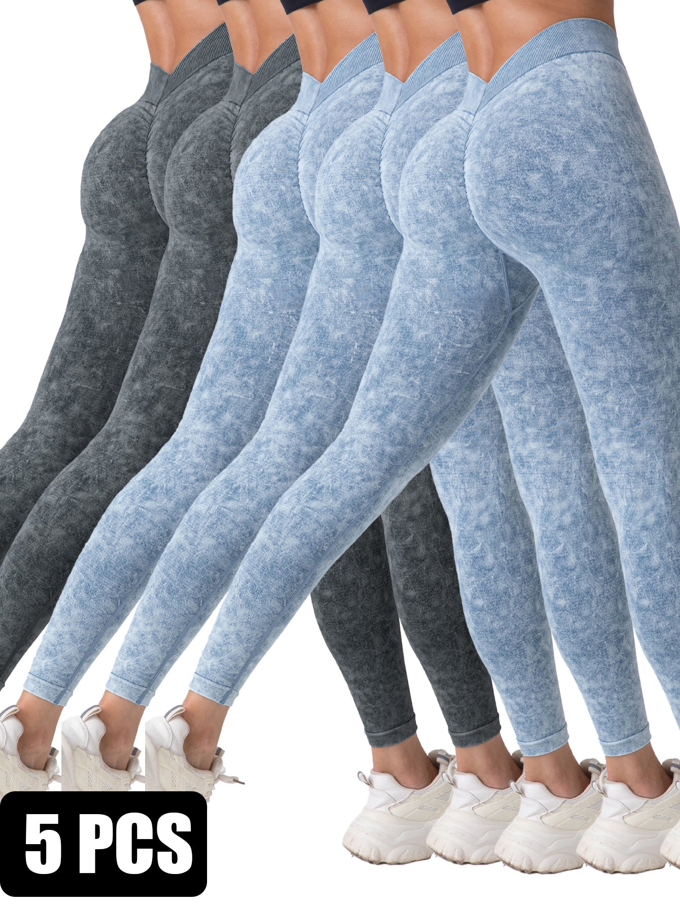 5 Pieces Seamless For Women, High Waisted Workout Gym Yoga Pants