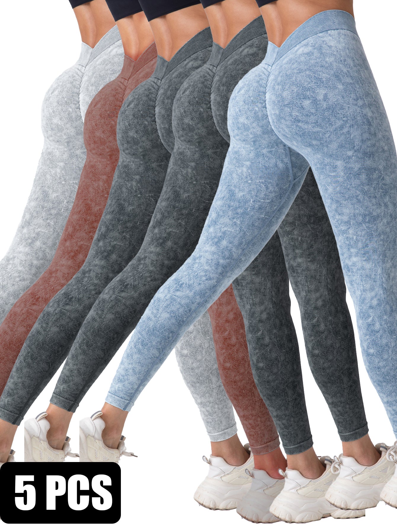 5 Pieces Seamless For Women, High Waisted Workout Gym Yoga Pants